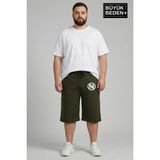 Superlife Büyük Beden Erkek N Baskılı Şort Rahat Kalıp Basic Penye 3xl-6xl SPR26BSR591-19 - 4XL - Haki