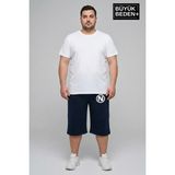 Superlife Büyük Beden Erkek N Baskılı Şort Rahat Kalıp Basic Penye 3xl-6xl SPR26BSR591-19 - 5XL - Navy