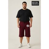 Superlife Büyük Beden Erkek N Baskılı Şort Rahat Kalıp Basic Penye 3xl-6xl SPR26BSR591-19 - Bordo