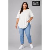 Süperlife Büyük Beden Kadın Bisiklet Yaka Basic Oval Etek Detalylı 3xl-6xl Uzun Tunik SPR26BTSK502