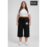 Superlife Büyük Beden N Baskılı Kadın Şort Kapri Rahat Kalıp Cepli Bağcıklı 3XL-6XL SPR26BSRK591-19