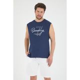 Süperlife Erkek Bisiklet Yaka Regular Fit Brooklyn Baskılı Tişört SPR22TS115 - İndigo