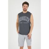 Süperlife Erkek Bisiklet Yaka Regular Fit Brooklyn Baskılı Tişört SPR22TS116 - Antrasit