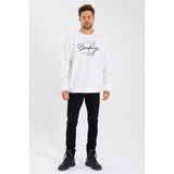 Süperlife Erkek Bisiklet Yaka Regular Fit El Yazılı Brooklyn Ince Sweatshirt SPR23SW331 - Ecru - XL