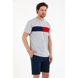 Süperlife Erkek Bisiklet Yaka Regular Fit Garnili Tişort SPR22TS111 - Gri Melanj