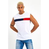 Süperlife Erkek Bisiklet Yaka Regular Fit Garnili Tişort SPR23AT346 - White
