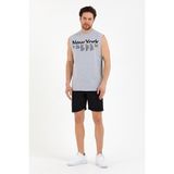 Süperlife Erkek Bisiklet Yaka Regular Fit New York Baskılı Tişort SPR22TS125 - Gri Melanj