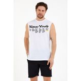 Süperlife Erkek Bisiklet Yaka Regular Fit New York Baskılı Tişort SPR22TS125 - White