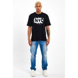 Süperlife Erkek Bisiklet Yaka Regular Fit Nyc Baskılı Tişort SPR22TS114 - Siyah - M