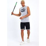 Süperlife Erkek Bisiklet Yaka Regular Fit Nyc Baskılı Tişort SPR22TS124 - Gri Melanj