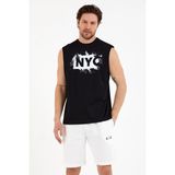 Süperlife Erkek Bisiklet Yaka Regular Fit Nyc Baskılı Tişort SPR22TS124 - Siyah