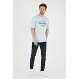 Süperlife Erkek Bisiklet Yaka Standart ®ular Fit Tişort SPR22TS110 - Blue