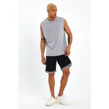 Süperlife Erkek Bisiklet Yaka Standart ®ular Kalıp Tişort SPR21Y03 - Gri Melanj - 2XL