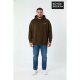 Superlife Erkek Büyük Beden Ar Baskılı Kapüşonlu Sweatshirt SPR26BSW963 - 0-Kahverengi - 6XL