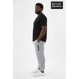Superlife Erkek Büyük Beden Brooklyn Baskılı Paça Lastikli Jogger Ince Eşofman Altı SPR26BEA951-2 - 5XL - Gri Melanj