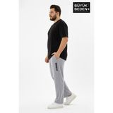 Superlife Erkek Büyük Beden Brooklyn Baskılı Rahat Kesim Lastikli Bel Paça Reçme Eşofman Altı SPR26EA952-2 - 3XL - Gri Melanj