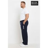 Superlife Erkek Büyük Beden Brooklyn Baskılı Rahat Kesim Lastikli Bel Paça Reçme Eşofman Altı SPR26EA952-2 - 3XL - Navy