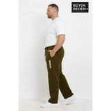 Superlife Erkek Büyük Beden Brooklyn Baskılı Rahat Kesim Lastikli Bel Paça Reçme Eşofman Altı SPR26EA952-2 - 4XL - Haki
