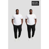Superlife Erkek Büyük Beden Ikili Jogger Paça Lastikli Ince Eşofman Altı Seti SPR26BEA951+2 - 3XL - 07S-Siyah