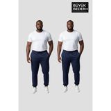 Superlife Erkek Büyük Beden Ikili Jogger Paça Lastikli Ince Eşofman Altı Seti SPR26BEA951+2 - 5XL - Lacivert - Lacivert