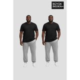 Superlife Erkek Büyük Beden Ikili Jogger Paça Lastikli Ince Eşofman Altı Seti SPR26BEA951+2 - 6XL - 07G-Gri