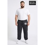 Superlife Erkek Büyük Beden N Logolu Paça Lastikli Rahat Kesim Jogger Ince Eşofman Altı SPR26BEA951-4 - 4XL - Antrasit