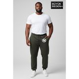 Superlife Erkek Büyük Beden N Logolu Paça Lastikli Rahat Kesim Jogger Ince Eşofman Altı SPR26BEA951-4 - 4XL - Haki