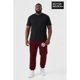 Superlife Erkek Büyük Beden N Logolu Paça Lastikli Rahat Kesim Jogger Ince Eşofman Altı SPR26BEA951-4 - 5XL - Bordo