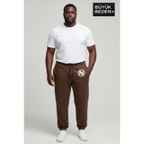 Superlife Erkek Büyük Beden N Logolu Paça Lastikli Rahat Kesim Jogger Ince Eşofman Altı SPR26BEA951-4 - 5XL - Kahverengi