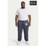 Superlife Erkek Büyük Beden N Logolu Paça Lastikli Rahat Kesim Jogger Ince Eşofman Altı SPR26BEA951-4 - 6XL - Koyu Mavi