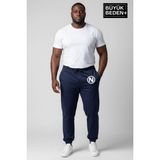 Superlife Erkek Büyük Beden N Logolu Paça Lastikli Rahat Kesim Jogger Ince Eşofman Altı SPR26BEA951-4 - 6XL - Navy