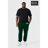 Superlife Erkek Büyük Beden New York Baskılı Paça Lastikli Rahat Kesim Jogger Ince Eşofman Altı SPR26BEA951-5 - 4XL - Koyu Yeşil