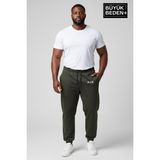 Superlife Erkek Büyük Beden Paça Lastikli Rahat Kalıp Ar Baskılı Ince Eşofman Altı SPR26BEA951-1 - 4XL - Haki