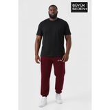Superlife Erkek Büyük Beden Paça Lastikli Rahat Kalıp Ar Baskılı Ince Eşofman Altı SPR26BEA951-1 - 5XL - Bordo