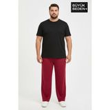 Superlife Erkek Büyük Beden Rahat Kalıp, Lastikli Bel, Paça Reçmeli Eşofman Altı SPR26BEA952 - 4XL - Bordo