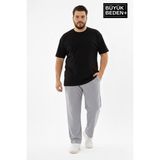 Superlife Erkek Büyük Beden Rahat Kalıp, Lastikli Bel, Paça Reçmeli Eşofman Altı SPR26BEA952 - 4XL - Gri Melanj