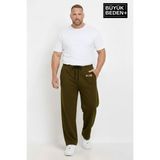 Superlife Erkek Büyük Beden Rahat Kesim Paça Reçme Ar Baskılı Beli Lastikli Eşofman Altı SPR26EA952-1 - 3XL - Haki