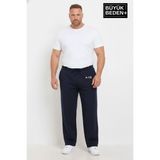 Superlife Erkek Büyük Beden Rahat Kesim Paça Reçme Ar Baskılı Beli Lastikli Eşofman Altı SPR26EA952-1 - 4XL - Navy