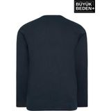 Superlife Erkek Uzun Kollu 2 İplik Tişört Büyük Beden Navy Renk Günlük Stil ve Konfor - 5XL