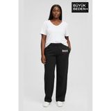 Superlife Kadın Büyük Beden Brooklyn 1970 Baskılı Lastikli Bel Paça Reçme Eşofman Altı SPR26EAK952-3 - 4XL - Black