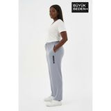 Superlife Kadın Büyük Beden Brooklyn Baskılı Rahat Kesim Lastikli Bel Paça Reçme Eşofman Altı SPR26EAK952-2 - 3XL - 0-Gri