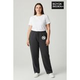 Superlife Kadın Büyük Beden N Logo Baskılı Rahat Kesim Paça Reçme Ince Eşofman Altı SPR26EAK952-4 - 3XL - Antrasit