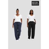 Superlife Kadın Büyük Beden Paça Reçme Ince Eşofman Altı 2’li Set – Rahat Kalıp SPR26BEAK952+2 - 5XL - 00 Lacivert