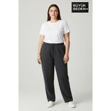 Superlife Kadın Büyük Beden Rahat Kesim Paça Reçme Ar Baskılı Ince Eşofman Altı SPR26EAK952-1 - 6XL - Antrasit
