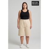 Superlife Kadın Büyük Beden Şort 3xl-6xl Rahat Kesim Diz Altı Günlük ŞORT-SPR26BSRK591 - 02S-Bej