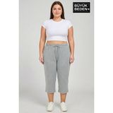 Superlife Kadın Büyük Beden Şort 3xl-6xl Rahat Kesim Diz Altı Günlük ŞORT-SPR26BSRK591 - 4XL - Gri - Melanj