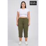 Superlife Kadın Büyük Beden Şort 3xl-6xl Rahat Kesim Diz Altı Günlük ŞORT-SPR26BSRK591 - 4XL - Haki