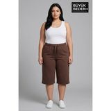 Superlife Kadın Büyük Beden Şort 3xl-6xl Rahat Kesim Diz Altı Günlük ŞORT-SPR26BSRK591 - 5XL - 02S-Kahverengi