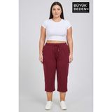 Superlife Kadın Büyük Beden Şort 3xl-6xl Rahat Kesim Diz Altı Günlük ŞORT-SPR26BSRK591 - 5XL - 12R-Bordo