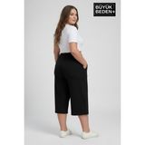 Superlife Kadın Büyük Beden Şort 3xl-6xl Rahat Kesim Diz Altı Günlük ŞORT-SPR26BSRK591 - Black